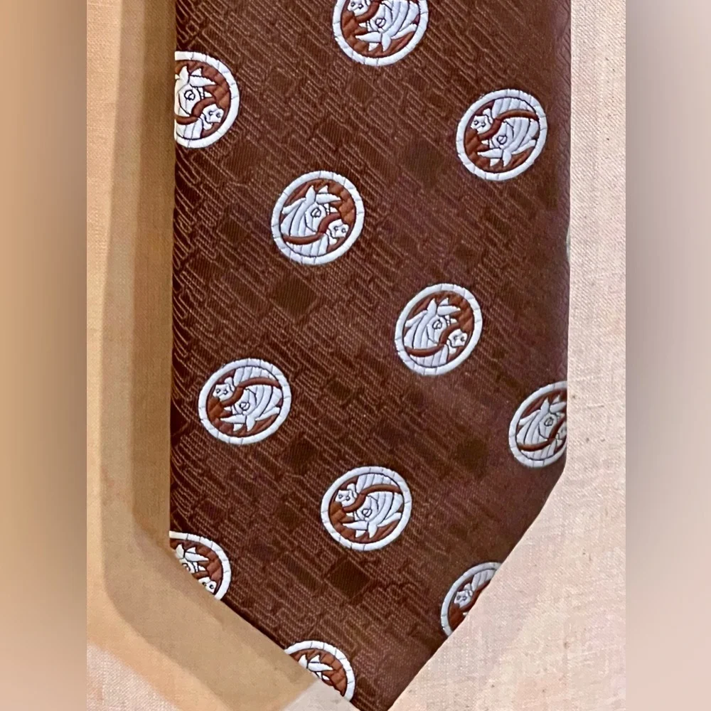 Vintage John Blair‎ brown horse tie equestrian western ranch country club 70s
